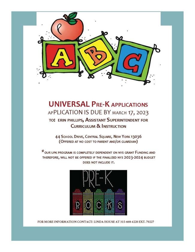 Pre-K registration flyer