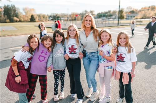 Students and staff posing for a photo during the recent Brewerton Elementary Walk-A-Thon event.